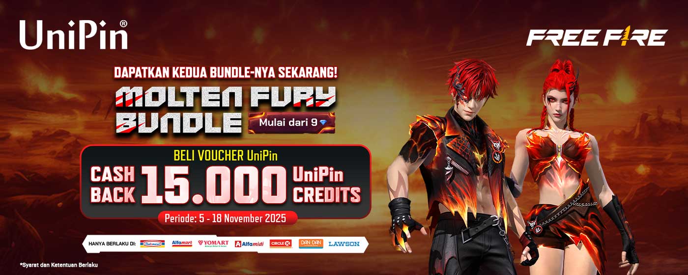 Koleksi Molten Fury Bundle Sekarang! Top Up Pakai Voucher UniPin dan Dapatkan Cashback Hingga 15.000 UniPin Credits